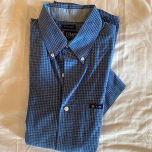 Chaps Men’s dark blue short sleeve button up shirt